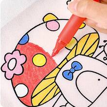 8pcs/Set Japanese Style Minimalist Cartoon DIY Pattern Graffiti Art Tote Bag, DIY Painted Document Bag - Multicolor - View 3