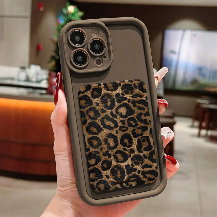 两件套：棕色自粘卡槽手机壳及卡套 TPU 防震保护壳，兼容 6/7/8/X/Xs/XR/XS Max/11/12/13/14/15/16 Pro Max，适合作为情侣、女性、女儿、男友、女友、青少年的生日和圣诞礼物。 - 棕色 - 查看 1