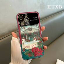 Funda protectora AG Matte Large Window 2 en 1 con diseño de flores rojas y verdes. Pantalla AG Frosted Large View Window 2 en 1 para phone 17, 17 Pro, 17 Pro, 16 Pro, 16 Pro, 16 Plus, 16, 15 Pro, 15 Pro, 15 Plus, 15, 14 Pro, 14 Pro, 14 Plus, 14, 13 Pro, 13 Pro, 13, 12 Pro, 12 Pro y 12 Series - Plateado - Ver 3