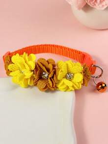 1pc Fashionable Fabric Faux Rose Flower Cute Adjustable Bell Collar For Small Pets, Decoration For Happy Cats And Dogs - Multicolor - View 9