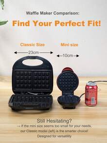 SCISHARE 1pc Mini Waffle Maker, 10cm Waffle Mold, Water-Based Non-Stick Coating, Easy To Clean, 350W Fast Heating, Compact Design For Drawer Storage, EU Plug, 70cm Power Cord - Ideal For Children And Families To Make Breakfast On Trips And In Small Kitchens, Just Add Batter (Blue Round) - Blue️ - View 10