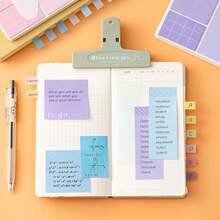 Multi-Functional Notebook Combination Set, Four-In-One Notebook With Sticky Notes, Index Stickers And Horizontal Lines, Loose-Leaf Book Waterproof Cover, Back To School And Office - Purple - View 8