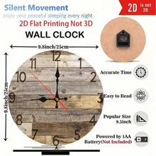 Vintage Wooden Wall Clock - 1 Large 10-Inch Wall Clock - Silent Japanese Quartz Movement - MDF Material, Battery Powered (AA Batteries Not Included), Reloj De Pared, Clock, Alarm Clock, Arbol De Navida, Art, Christmas Decrotions, Wall Deocr - 10x10 inch - Xem 3