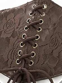 1pc Women's Renaissance Era Accessory, Coffee-Colored Sheer Lace Corset, Sexy Costume Suitable For Halloween Night Party Or Daily Outfit Matching