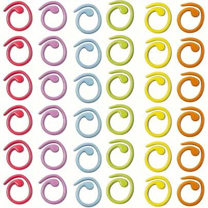 18/36/72/108 件随机颜色金属针迹标记螺旋形钩针标记环多色钩针锁定标记用于针织和钩编（多色）