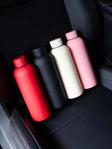 1 Stück 500ml mattierte einfarbige isolierte Wasserflasche, flacher Boden, geeignet für Outdoor-Sport, Milch, Kaffee, Tee, Saft, Autofahrten, Alltags- und Urlaubsgeschenke, doppelwandiger rostfreier Stahl, auslaufsicher, langanhaltende Isolierung, personalisierbare Gummi-Körper