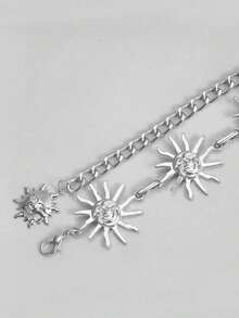 Metal Face Sunflower Waist Chain Body Chain Dress Waist Versatile Accessory,Sweet & Fashionable Gold Jewelry For Women, Suitable For Daily Wear, Beach, Date, Party - 銀色 - 查看 7