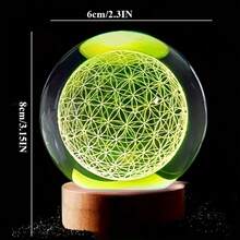 3D Crystal Ball Flower Of Life, USB Powered Colorful LED Night Light - Exquisite Glass Ball Decor, Suitable For Christmas, Halloween, Thanksgiving, Valentine's Day - Perfect Gift For Family, Friends And Colleagues - Great For Home And Office Decoration