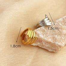 New 18K Stainless Steel Fashion Ring, The Opening Design Can Be Adjusted In Size - 4-dourado - View 2