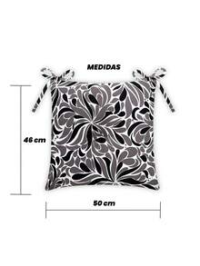 Home Elephant Juego de 4 Cojines Para Silla Varios Colores Con Cintas Para Sujetarse, Cómodos y Fáciles de Utilizar - Gris Oscuro - Ver 3