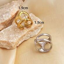 New 18K Stainless Steel Fashion Ring, The Opening Design Can Be Adjusted In Size - 14-prata - View 4