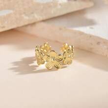 New 18K Stainless Steel Fashion Ring, The Opening Design Can Be Adjusted In Size - 17-dourado - View 2