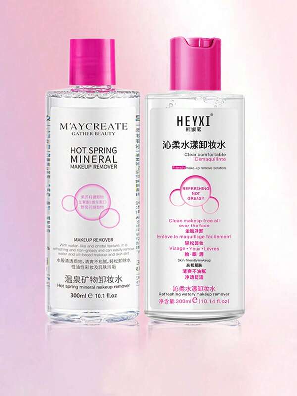 1 Bottle (Random Style) Soothing Moisturizing Makeup Remover 300ml, Gentle Cleansing For Face, Eyes & Lips, Suitable For Sensitive Skin, Non-Irritating Thermal Spring Makeup Remover
