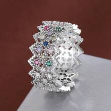 1pc Pointed Lace Hollow Design Cubic Zirconia Inlaid Fashion Ring For Women - Multicolor - View 4