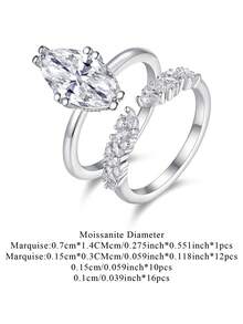 925 Sterling Silver Moissanite Ring For Women, Hypoallergenic High-End Engagement/Wedding Ring, Valentine's Day/Birthday Gift, Oxidation-Resistant Gift Box Packaging - Silver - View 7