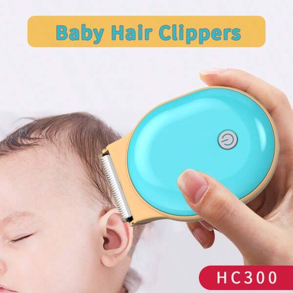 1 Set Baby Haarschneidemaschine, HC300, neue kleine Größe Elektrische Haarschneidemaschine, blaues und gelbes Farbschema, leiser Haarschneider für Kinder, wasserdicht, wiederaufladbar, kabelloser Baby Haarschneideset für Säuglinge und Kleinkinder