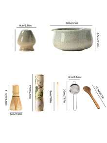 5/8pcs Set Ceramic Matcha Bowl, Matcha Whisk, Bamboo, Matcha Brush, Tea Scoop, Matcha Ceremony Gift Box, Round Pointed Ceramic Matcha Bowl & Whisk Set, Fade-Resistant, Elegant & Durable, Suitable For Outdoor Travel & Leisure, Tea Enthusiasts, Kitchen