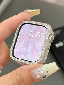 Bling Cover Crystal Rhinestone Bumper Protective Case, Hard PC Ultra Hollow Out Watch Case, Compatible With Apple Watch 38/40/41/42/44/45/46/49mm, With Apple Watch Series Ultra/SE/10/9/8/7/6/5/4/3/2/1, Intelligent Watch Case Accessories - Starlight - View 4