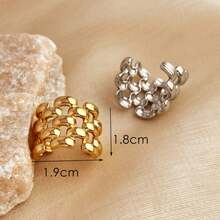 New 18K Stainless Steel Fashion Ring, The Opening Design Can Be Adjusted In Size - 6-dourado - 查看 2