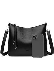 女士品牌单肩包 真皮斜挎包 女士便携黑色大容量包 柔软单肩包 2026 - 黑色 - 查看 8