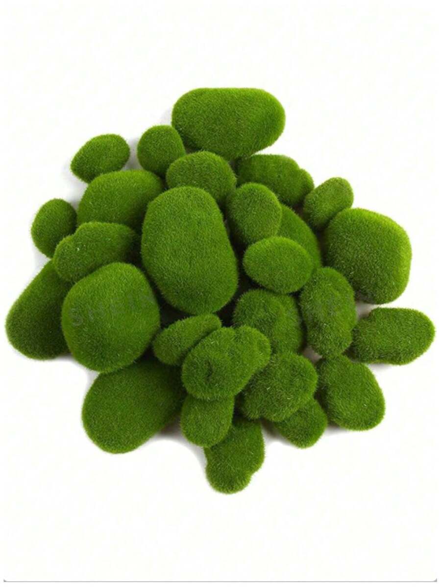 5pcs/10pcs Artificial Moss Rocks, Green Floral Moss Balls Moss Covered Stones Fake Moss Decor For Floral Arrangements Fairy Gardens And Crafting