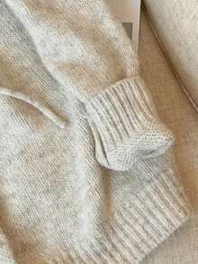 Áo khoác cardigan nữ tay dài dáng suông, màu trơn, có mũ, kiểu dáng thường ngày, thích hợp cho mùa thu/đông. - Màu Khaki - Xem 6