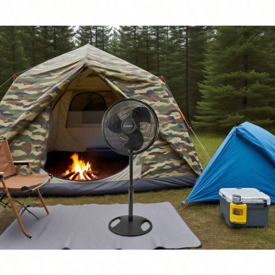 Buy One Get One Free (Small Gift) For Randomly Selected Customers Lasko S16500 47-Inch Pedestal Fan: 16-Inch Blades For Strong Airflow + 3 Speed Adjustments, Adjustable Height For Different Scenarios, Sleek Black Appearance, New Quality For Worry-Free Use