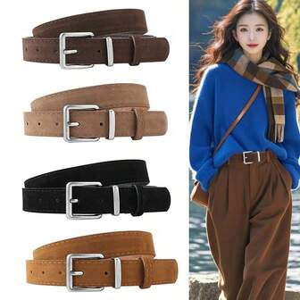 1 条复古蓬松 PU 皮革女士休闲腰带，带针扣，用于裤子和衣服装饰，适合万圣节、日常穿着和秋季学校、女士套装