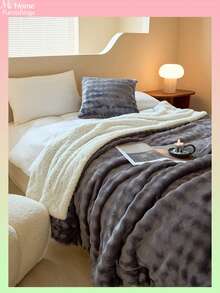 1 pieza Manta reversible suave y esponjosa de felpa de burbujas y sherpa, disponible en varios colores, decoración del hogar minimalista y de moda, adecuada para dormitorio, dormitorio de niños/niñas, siesta en el sofá, siesta en la oficina, regalo perfecto para el Día de San Valentín, lavable a máquina