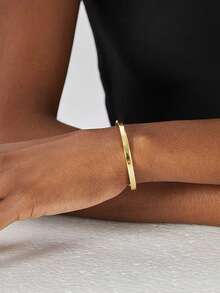 [Golden Cuff Bangle] 14K Golden Plated Adjustable Open Cuff Bangle - Charm-In Minimalist Band Bracelet - Elegant Golden Jewelry - Thoughtful Friendship Gift For Women