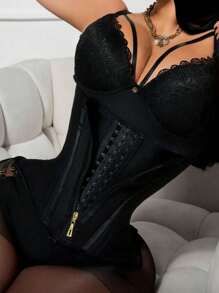 1 pieza Cinturilla con cierre frontal, Shapewear para mujer, Entrenador de cintura colombiano - Negro - Ver 3