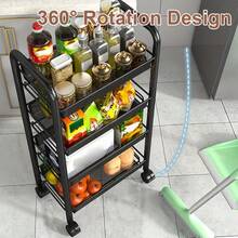 Senmeo Fruit Vegetable Basket Storage Cart 5 Tier Snack Cart Stackable Metal Mesh Vegetable Organizer With 360 Degree Wheels And Four Hooks 41 Inch High For Kitchen Pantry Bathroom Storage Black
