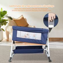 Cuna de viaje plegable con ruedas | Modo balancín, altura regulable (6 niveles), transpirable desde 0 meses hasta 9 kg, colchón, mosquitera y cesta (gris/negro/beige/azul)