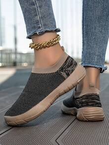 Women's Extra Wide Fit Pink Knit  Sneakers - Roomy Toe Box With Arch Support For Comfort Walking, Year-Round Wide Width Shoes For Women​ - Thẻ đen - Xem 4