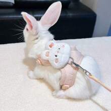 1pc Adjustable Rabbit Harness Vest, Cute Bear Head Rabbit Harness, Leash For Small Pets And Rabbits - Multicolor - View 5