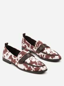 Mocassins avec patch de vache Vices avec semelle intérieure et couture décorative - Tabac - Voir 5