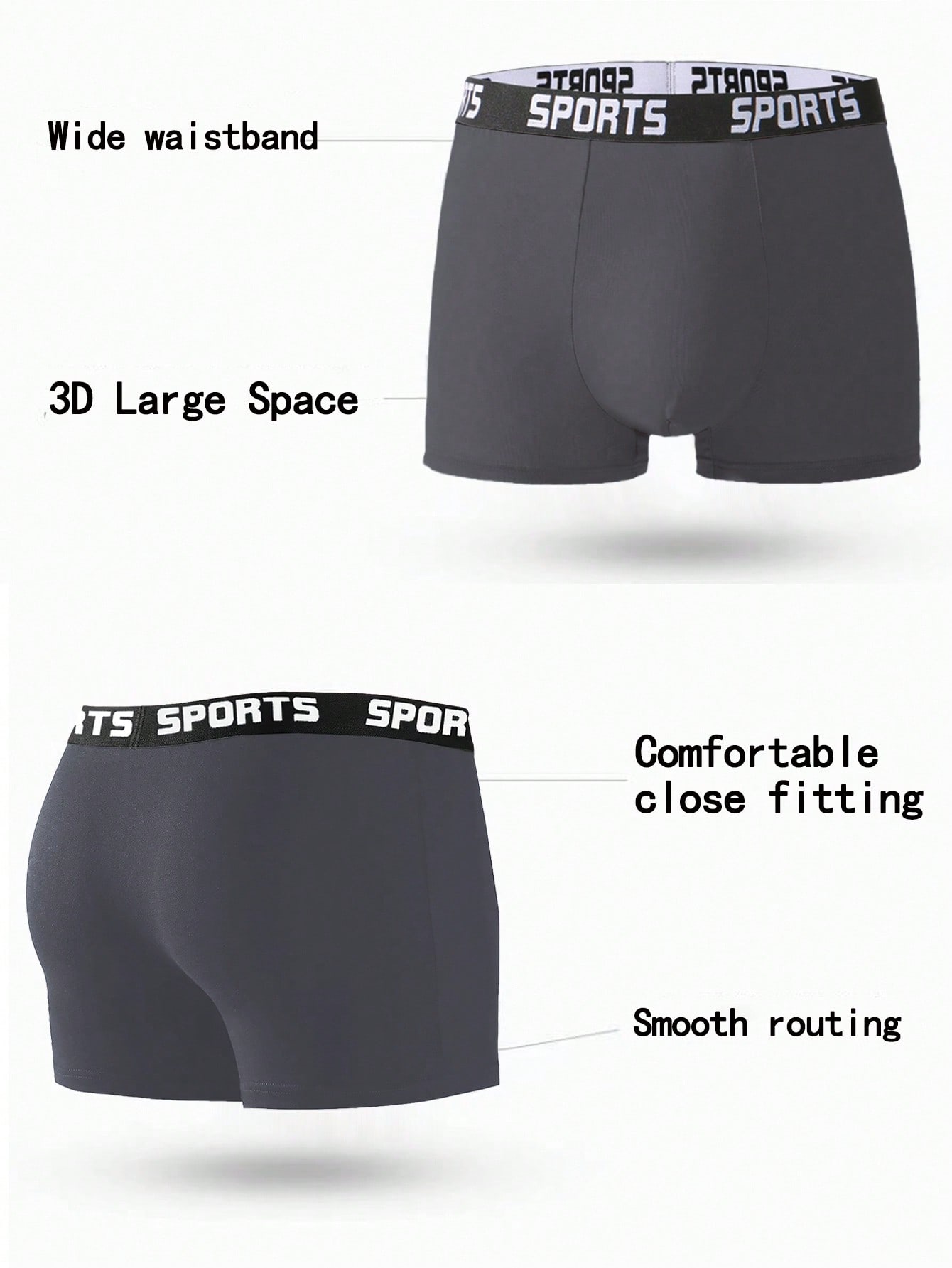 6 قطع من ملابس داخلية للرجال، سروال داخلي بخصر مكت...