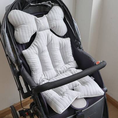 1 件婴儿厚绗缝刺绣图案婴儿推车座椅垫