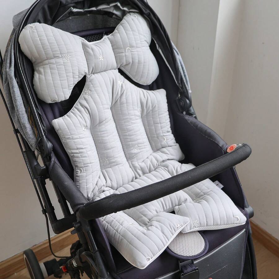 1 件婴儿厚绗缝刺绣图案婴儿推车座椅垫