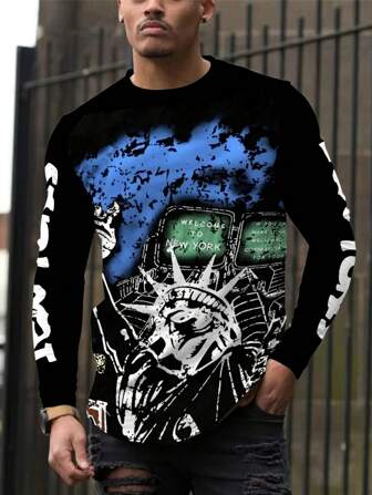 Camiseta de manga larga casual para hombres, adecuada para deportes al aire libre, otoño