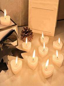 Heart-Shaped Scented Candle, Suitable For Proposal, Mother's Day, Valentine's Day, Birthday, Autumn/Winter, Holidays, Anniversary, Friend Gifts. Natural Stone Wax, Unscented Mini Candle, Romantic Proposal Birthday Home Decor, Applicable For Valentine's Day, Proposal, Romantic Dinner, Wedding. - Multicolor - View 6