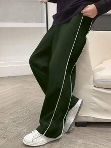 1件青少年男童纯色休闲运动嘻哈简约直筒裤 - 軍綠色 - 查看 6
