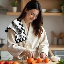 1set/2pcs/100pcs Christmas Tree Printed Pattern Kitchen Towels And Dishcloths, Suitable For Interior Decoration In Restaurants, Kitchens, Bathrooms, Party Decoration, Holiday Gifts, And Can Be Given As Christmas Gifts - Multicolor - View 8