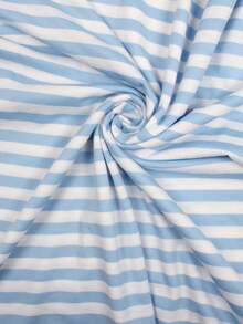 2-Piece Set Simple Striped Lazy Casual Tassel Drawstring Pocket Women's Home Wear Suit Suitable For Home And Street In All Seasons - 藍 - 查看 6