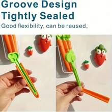5pcs + Storage Box Tulip & Carrot Magnetic Sealing Clips, Shaped Food Packaging Clips, Storage Box, Snack Bag Airtight Moisture-Proof Sealing Clips - Multicolor - View 11
