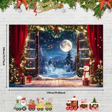 1pc Christmas Backdrop Banner, 82.7*59.1/59.1*39.4/39.4*29.5 Inch Santa Sleigh Scene Decoration Backdrop For Christmas Party Decoration, Photography Studio Props, Indoor Outdoor Decoration,Christmas - Multicolor - View 8