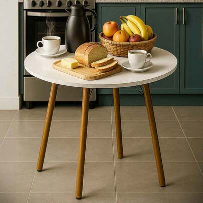 Mesa de Jantar Redonda Cozinha Copa Resistente 80cm