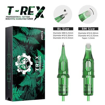 XNET T-REX 20pcs Tattoo Needles, Permanent Makeup Round Liner Needles, 0.30mm/0.35mm RL RM Curved, Suitable For Rotary Tattoo Machine Pen