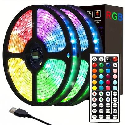 RGB 5050 LED Strip Lights USB Powered Multi-Color Changing LED Light Strip With 44key Remote Controller For Bedroom, Party, Home Decor