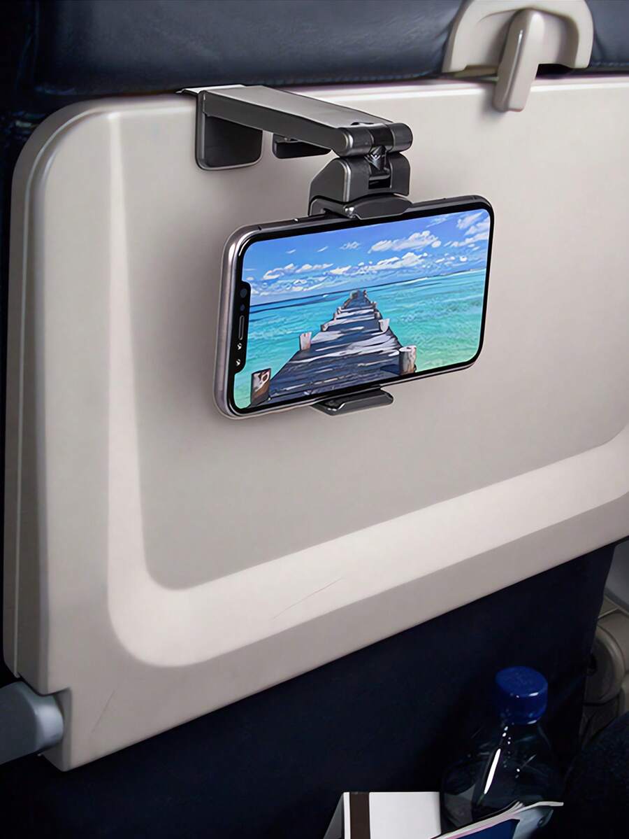 Flugzeug Handyhalterung, tragbarer Reiseständer Schreibtisch Flug faltbar verstellbar drehbar Selfie Halterung Zughalterung, Sitzhalterung, 360° drehbar multifunktional großer faltbarer Handy Tischständer - verstellbare Höhe, kompaktes Design, Flugzeugsitz, Hochgeschwindigkeitszug, Kofferraum, Küchenschrank kompatibel - robuste Kunststoffkonstruktion